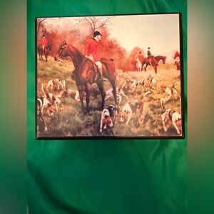 Equestrian Art Print with Hunting Scene Jewel box